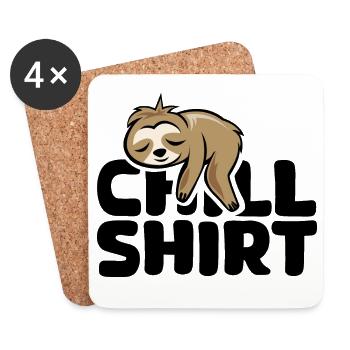 Chill Shirt - Conception de paresseux de bande dessinée drôle - Dessous de verre (lot de 4) - blanc - Devant