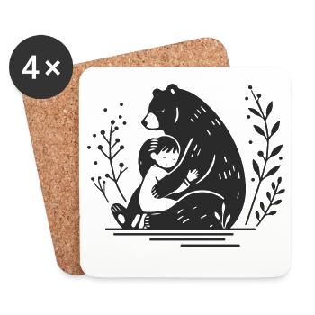 A child lovingly hugs a brown bear - Coasters (set of 4) - white - Front