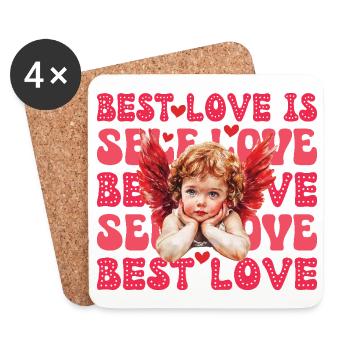 Valentines Day Cupid Self Love - Coasters (set of 4) - white - Front