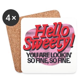 Hello Sweety! – Flirty Retro Vibes - Coasters (set of 4) - white - Front