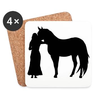 Frau mit Pferd - Untersetzer (4er-Set) - Weiß - Vorne