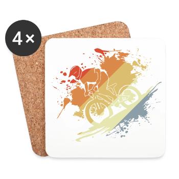 Mountainbiking Skizze Retro - Untersetzer (4er-Set) - Weiß - Vorne
