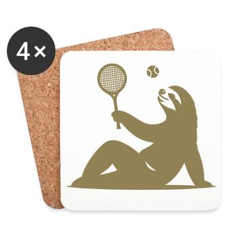 Faultier Tennis Tennisspieler Ball Horn Silhouette - Untersetzer (4er-Set) - Weiß - Vorne