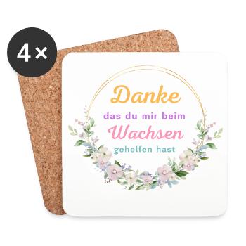 Danke das du mir beim Wachsen geholfen hast! - Untersetzer (4er-Set) - Weiß - Vorne
