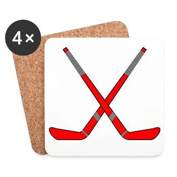 Crossed Hockey Sticks - Coasters (set of 4) - white - Front