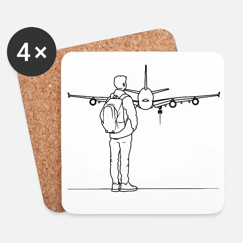 Plane Spotter Zeichnung - Untersetzer (4er-Set) - Weiß
