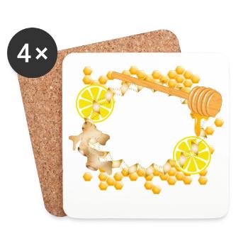 Ginger-Lemon-Honey Frame – Feel-Good Motif - Coasters (set of 4) - white - Front