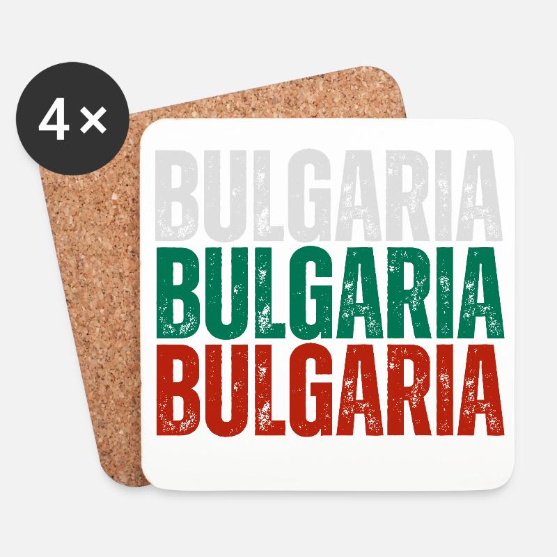 Bulgarische Flagge, Bulgarischer Stolz - Untersetzer (4er-Set) - Weiß
