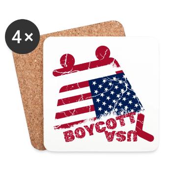 Boycott USA, Broken Shopping Cart - Coasters (set of 4) - white - Front