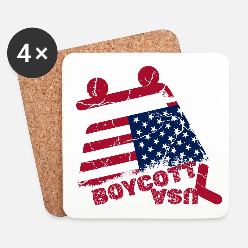 Boykott USA, kaputter Warenkorb - Untersetzer (4er-Set) - Weiß