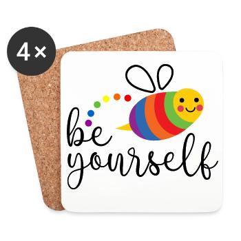 LGBTQ Pride Month - Sei du selbst - Untersetzer (4er-Set) - Weiß - Vorne