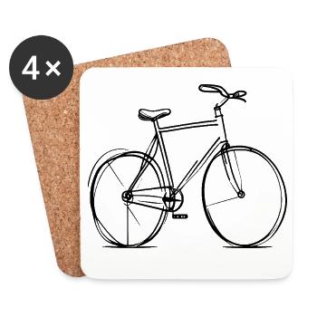 Bicycle Line Drawing - Coasters (set of 4) - white - Front