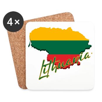 Map of Lithuania, flag of Lithuania - Coasters (set of 4) - white - Front