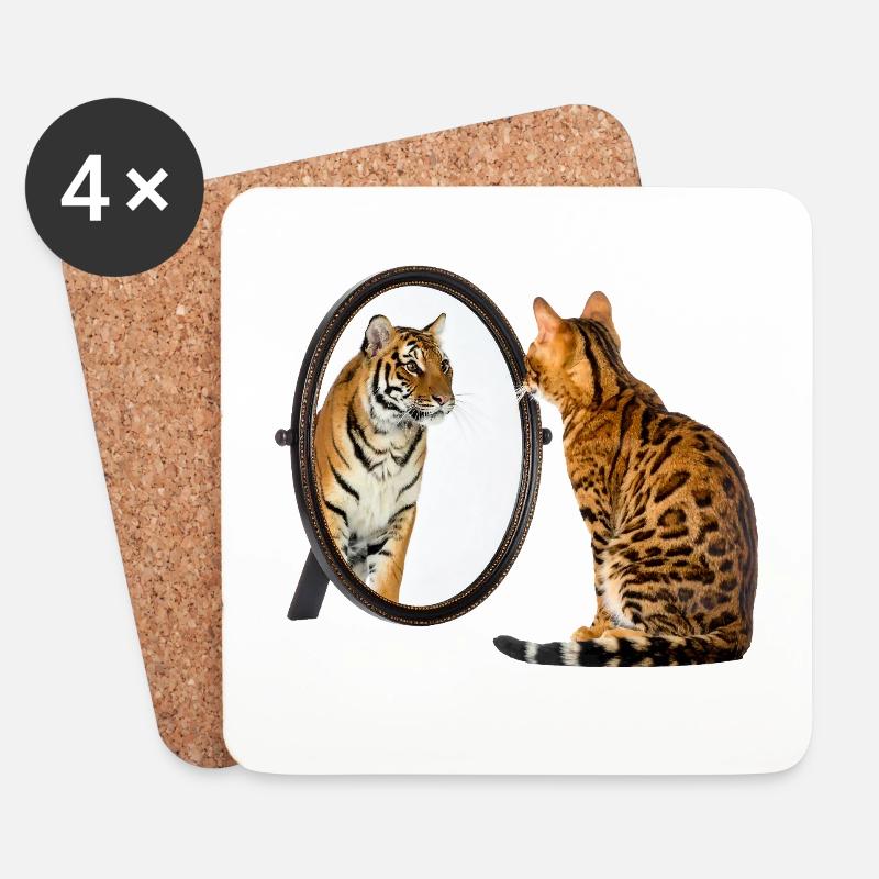 Believe In Yourself Cat – Unleash Your Inner Tiger - Untersetzer (4er-Set) - Weiß