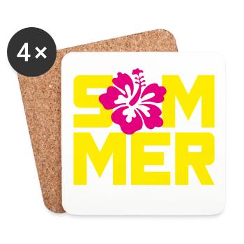 Summer Hawaii Blossom Holiday Holiday Flower Power Sun - Coasters (set of 4) - white - Front