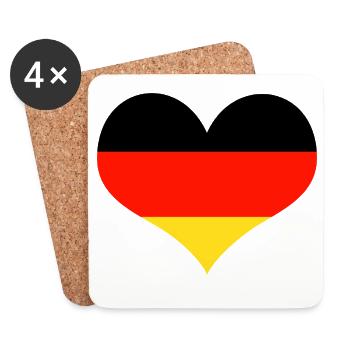 Germany heart black red gold - Coasters (set of 4) - white - Front
