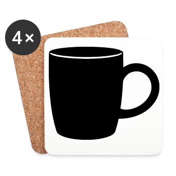 Klassische Kaffeetasse Silhouette - Untersetzer (4er-Set) - Weiß - Vorne