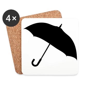 Klassische Regenschirm-Silhouette - Untersetzer (4er-Set) - Weiß - Vorne