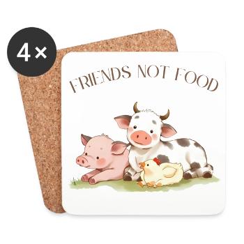 Vegan Vegetarier Design Friends not Food - Untersetzer (4er-Set) - Weiß - Vorne