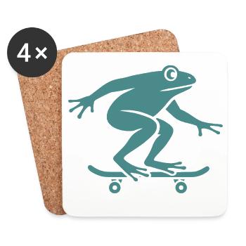 Minimalistischer Frosch Kröte Unke Skateboarder - Untersetzer (4er-Set) - Weiß - Vorne