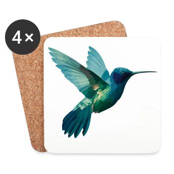 Aquarelle Colibri En Vol - Dessous de verre (lot de 4) - blanc - Devant