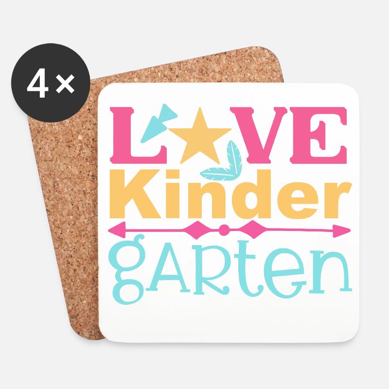 Liebe Kindergarten - Stern und Pfeil - Untersetzer (4er-Set) - Weiß