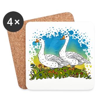 Zwei Gänse auf Green Gables - Untersetzer (4er-Set) - Weiß - Vorne