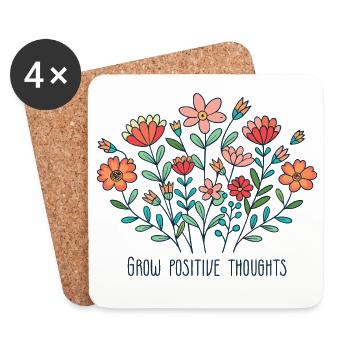 Wachsen Sie positive Gedanken Blumen glückliches T-Shirt - Untersetzer (4er-Set) - Weiß - Vorne
