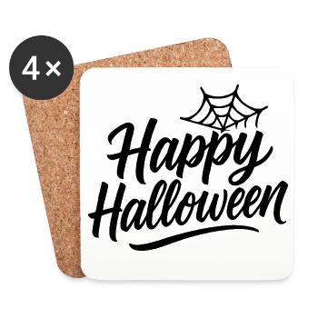 Happy Halloween with spider web design - Coasters (set of 4) - white - Front