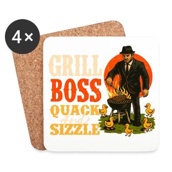 Grill Chef Quack And Sizzle Funny BBQ Humor - Coasters (set of 4) - white - Front
