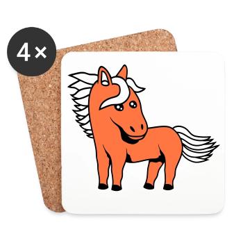 Pferd Süß Pony Fohlen Pferdemädchen Niedlich Comic - Untersetzer (4er-Set) - Weiß - Vorne