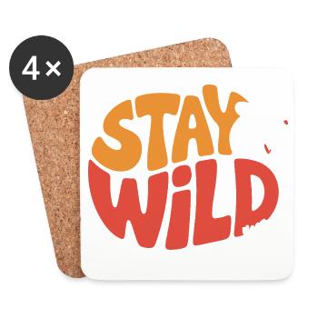 Stay Wild Tiermotiv mit Ratte Design - Untersetzer (4er-Set) - Weiß - Vorne