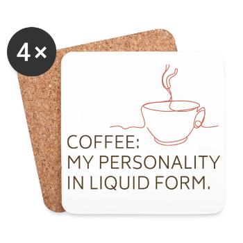 Café liquide Personnalité T-Shirt Design - Dessous de verre (lot de 4) - blanc - Devant