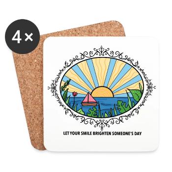 Sunset Landscape with Quote - Coasters (set of 4) - white - Front
