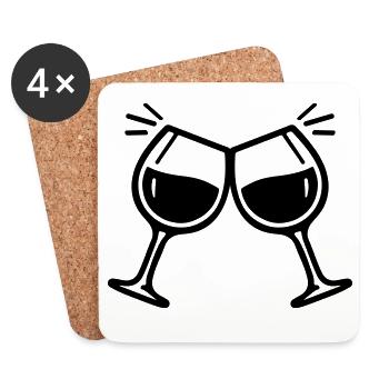 Wine glass toast cheers wine - Coasters (set of 4) - white - Front