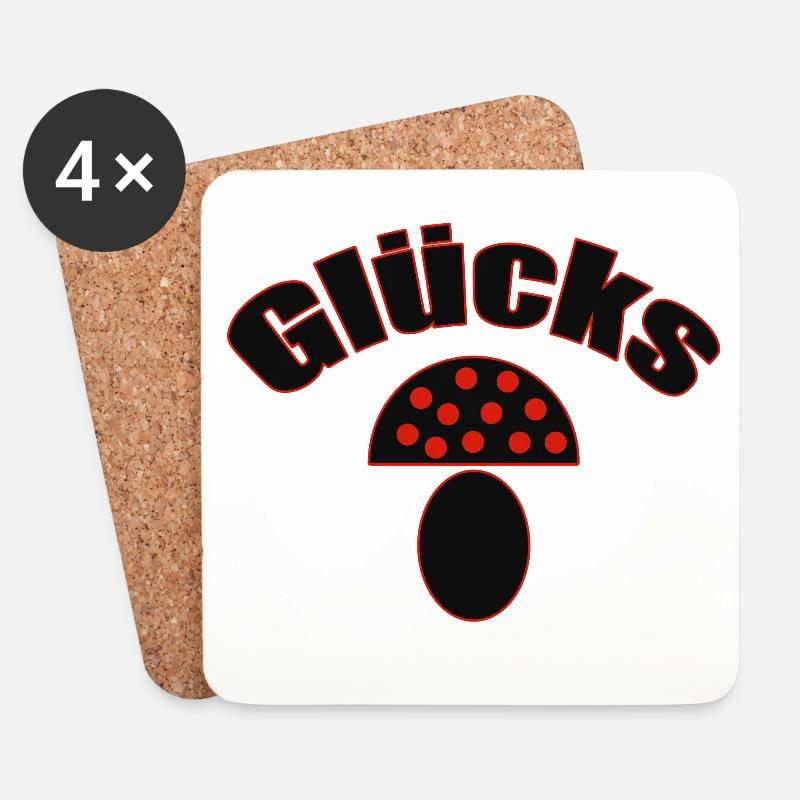 Gluckspilz - Modernes Talisman & Glücks - Untersetzer (4er-Set) - Weiß