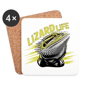 T-shirt graphique Lizard Life - Dessous de verre (lot de 4) - blanc - Devant