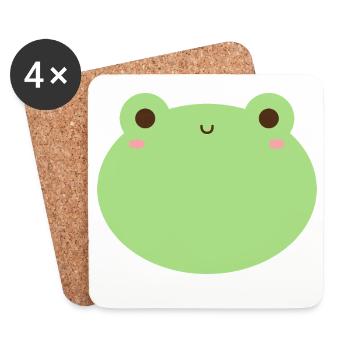 Adorable Kawaii Frog Character Design - Coasters (set of 4) - white - Front