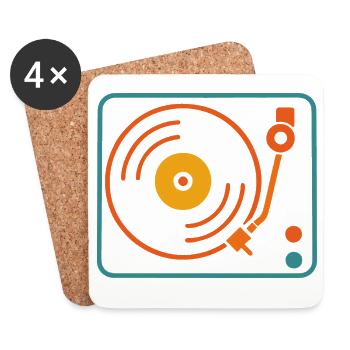Analog Music Vinyl Record Player Retro - Coasters (set of 4) - white - Front