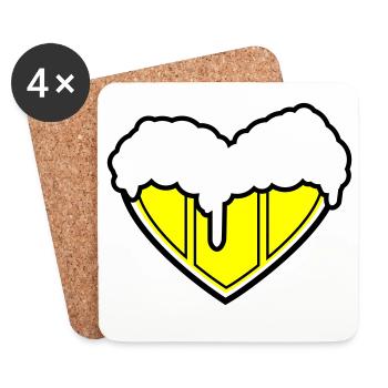 A heart for beer - Bierherz - Coasters (set of 4) - white - Front