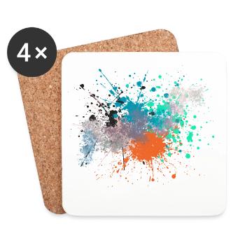 Explosion de couleurs Design inspiré de l’art - Dessous de verre (lot de 4) - blanc - Devant