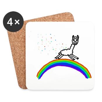 Rainbow Alpaca Confetti Pattern - Coasters (set of 4) - white - Front
