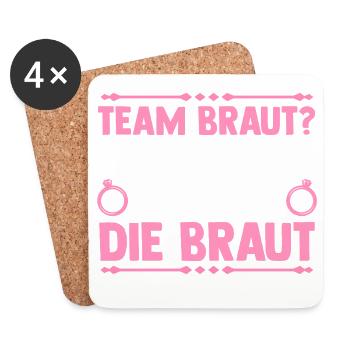 JGA Team Braut Junggesellinnenabschied - Untersetzer (4er-Set) - Weiß - Vorne