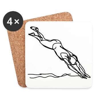 Graphiques de natation - Dessous de verre (lot de 4) - blanc - Devant