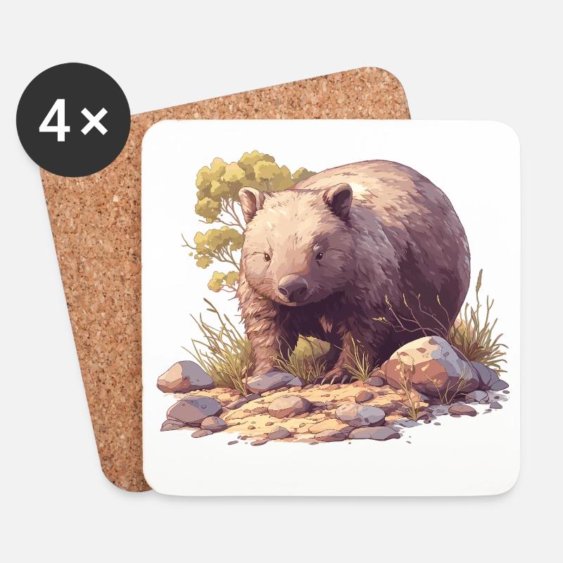 Wombats Wombat - Untersetzer (4er-Set) - Weiß
