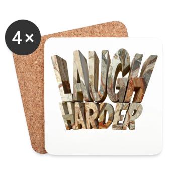 Laugh harder – Monumentale Steinbuchstaben modern - Untersetzer (4er-Set) - Weiß - Vorne