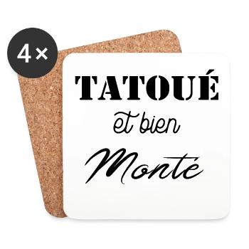 Tatoué et bien monté - Dessous de verre (lot de 4) - blanc - Devant