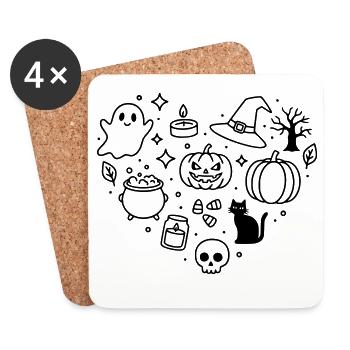 Halloween Heart (Color Changeable Personalize) - Coasters (set of 4) - white - Front