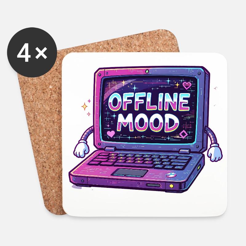 Y2K Retro – Offline Mood - Untersetzer (4er-Set) - Weiß