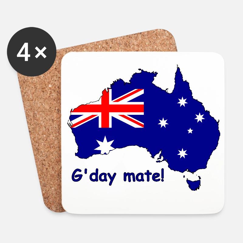 G'day Mate Australische Flagge - Untersetzer (4er-Set) - Weiß